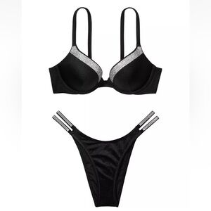 VICTORIA SECRET SWIM Suit Bikini Set Push Up Top Brazilian Bottom
Shine Strap